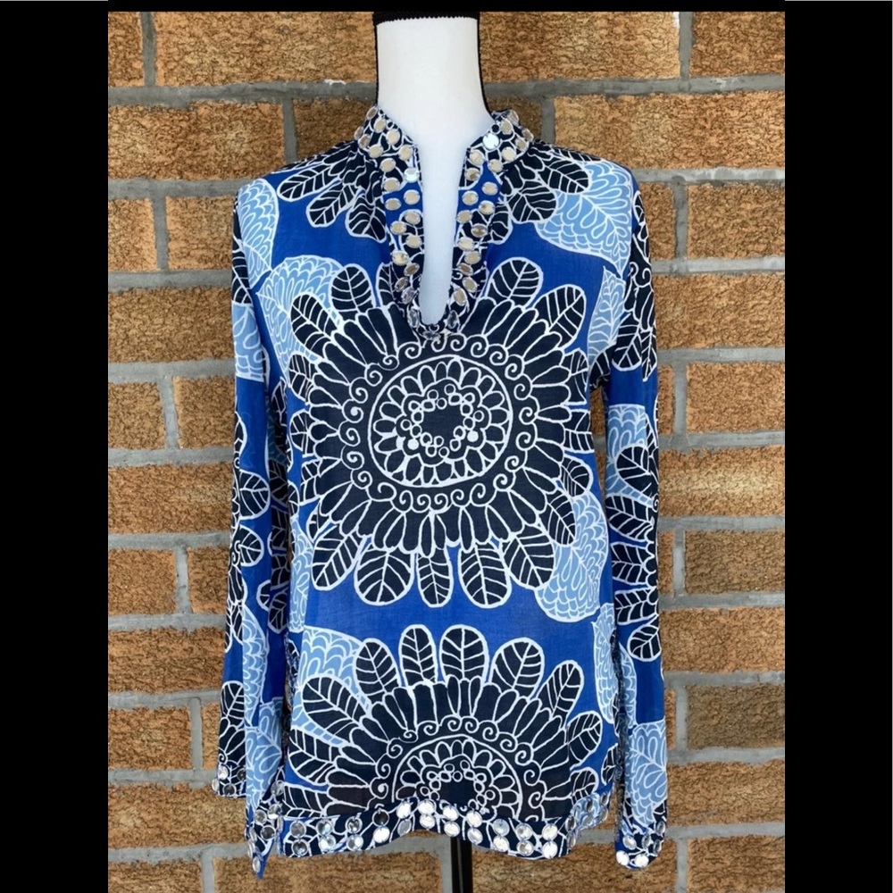 Tory Burch Blue Embellished Tunic 6